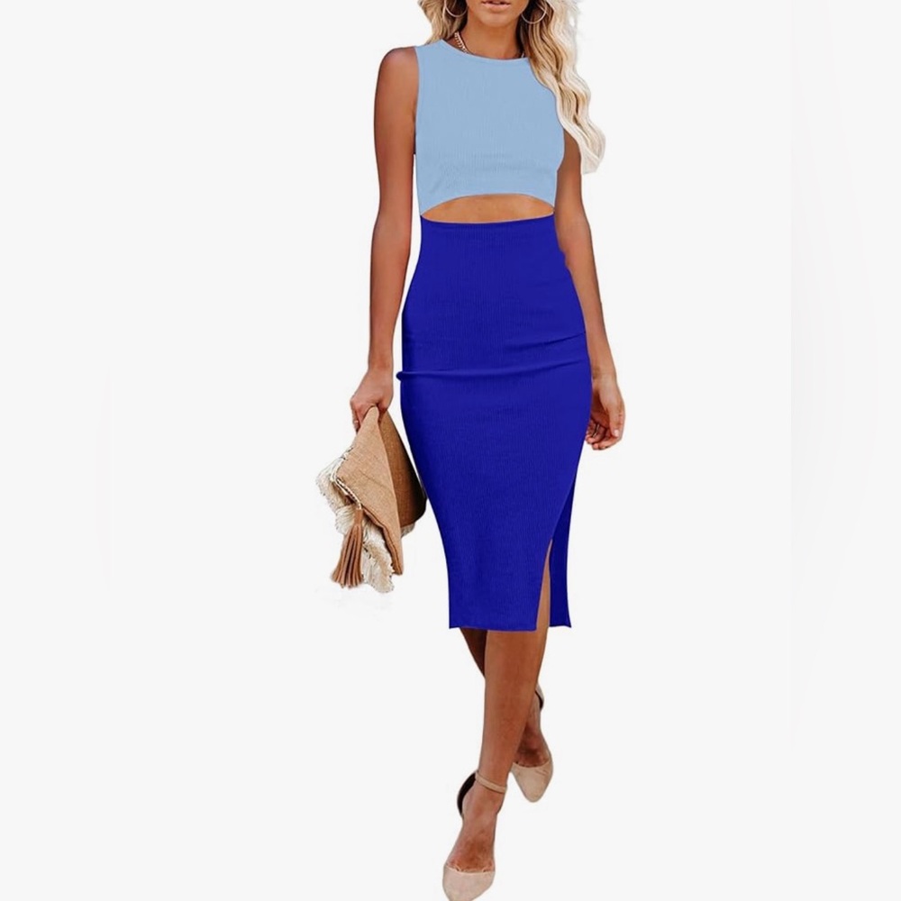 Colorblock Cutout Midi Dress